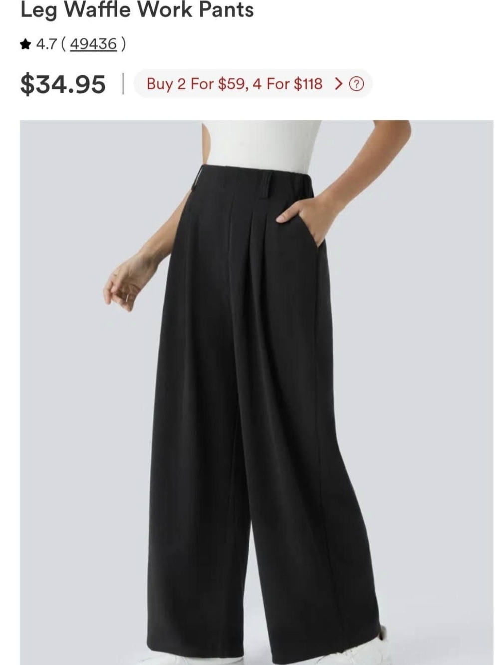 Halara Flex High Waisted Pocket Wide Leg Waffle Work Pants-